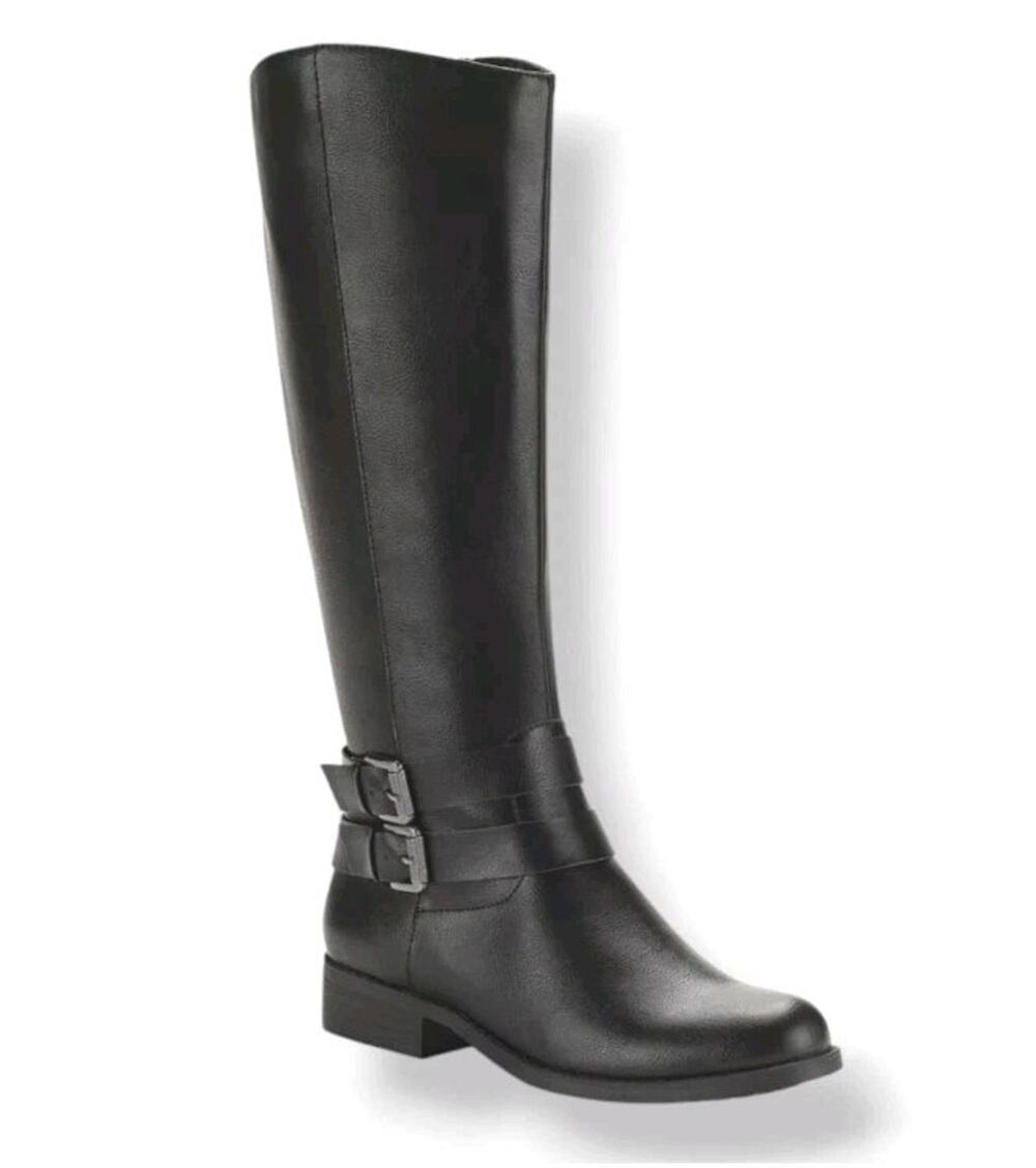 Style & Co~Sz 10M~MALIAA Tall Knee High Riding Boot Ankle Zipper Black Wide Calf